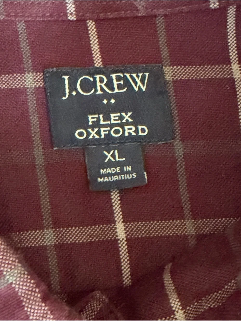 J. Crew Oxford Flex Shirt Men Extra Large Burgundy Button Down 100 % Cotton NEW